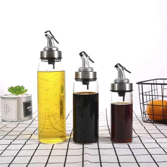 Premium Glass Oil and Vinegar Dispenser Bottle | 180ml/300ml/500ml Cooking Seasoning & Sauce Bottle | Leak-Proof Glass Storage for Kitchen