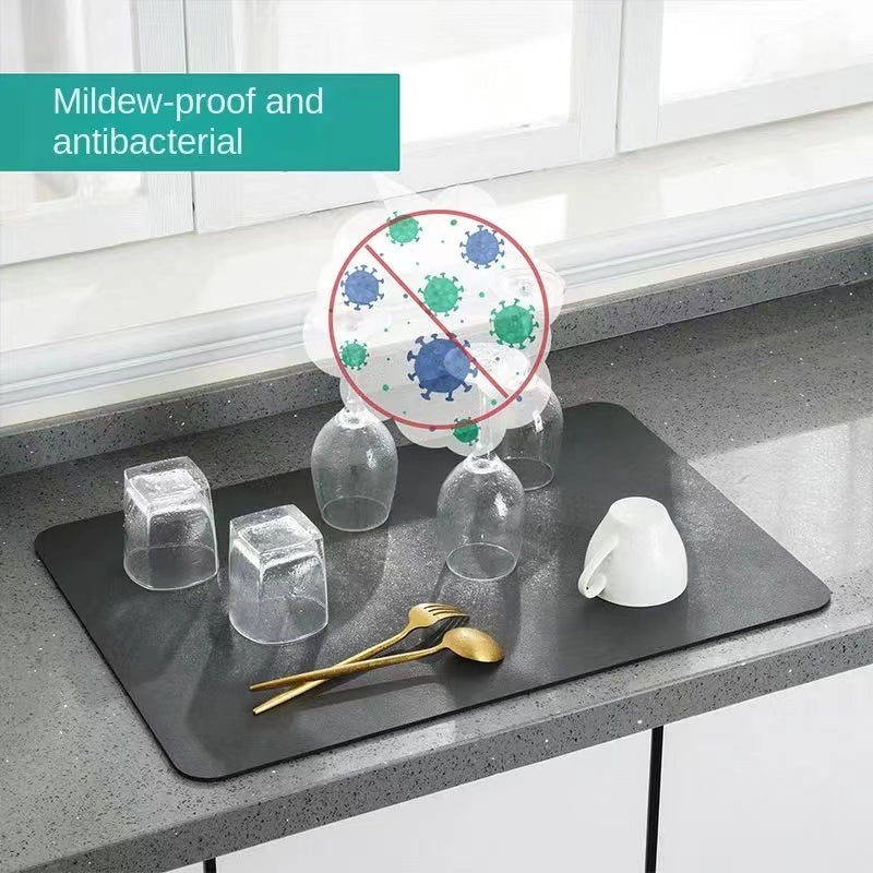 (40*50cm) Coffee Machine Placemat Kitchen Water Absorbent Pad Diatomite Drying Dishes Drain Mat for Kitchen Sink Countertop Protector