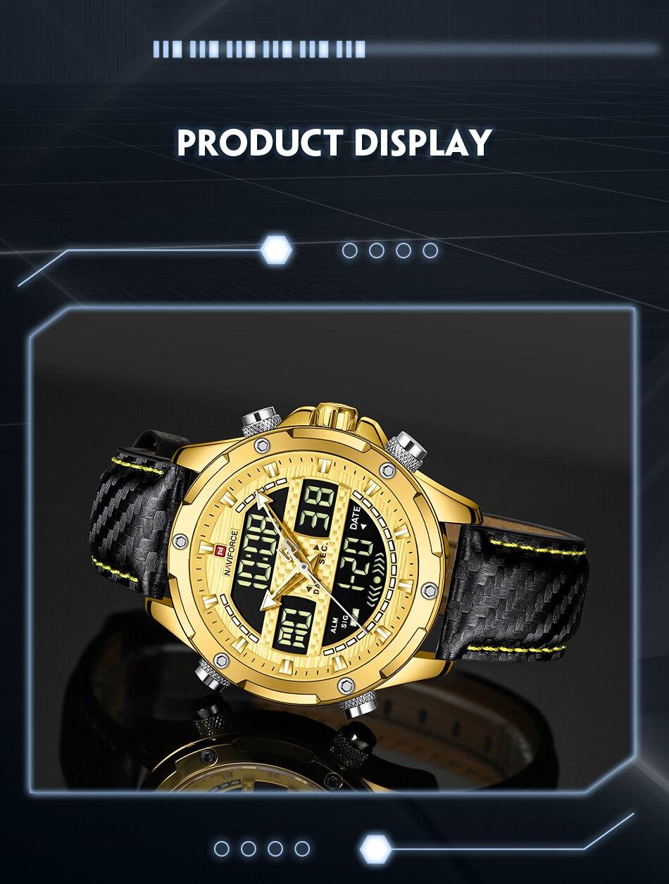 Montre homme NAVIFORCE Digitale x Analogique en cuir noir (NF9194) 