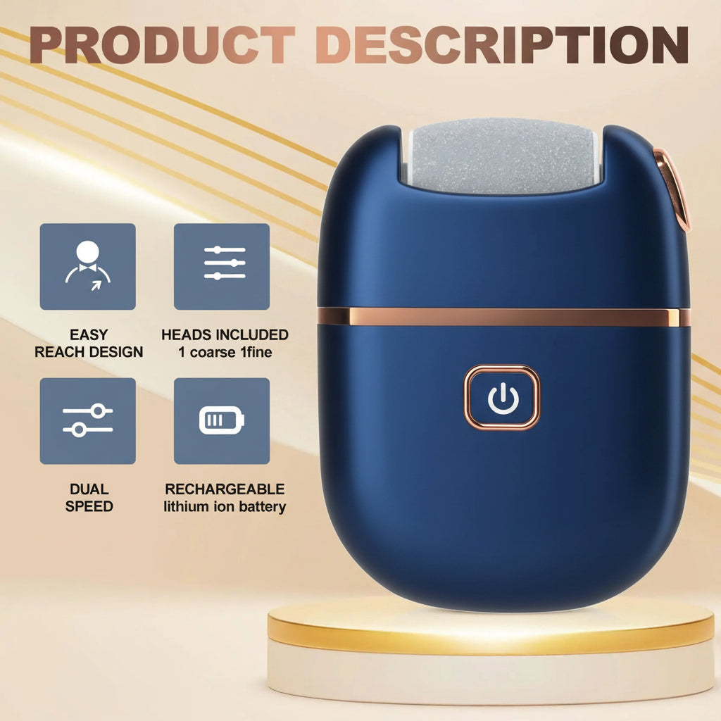 Lime électrique et râpe anti-callosités – Outil de pédicure rechargeable avec 2 vitesses et 3 têtes rotatives pour des pieds lisses
