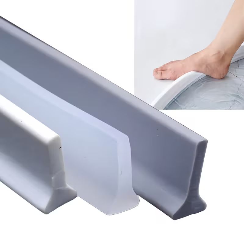 Self-Adhesive Silicone Water Barrier Strip – Flexible Bathroom & Kitchen Splash Guard – 1M Waterproof Sealing Strip for Shower Doors, Countertops, and Floor Wet-Dry Separation