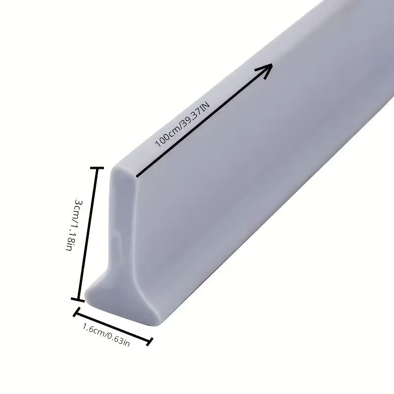 Self-Adhesive Silicone Water Barrier Strip – Flexible Bathroom & Kitchen Splash Guard – 1M Waterproof Sealing Strip for Shower Doors, Countertops, and Floor Wet-Dry Separation