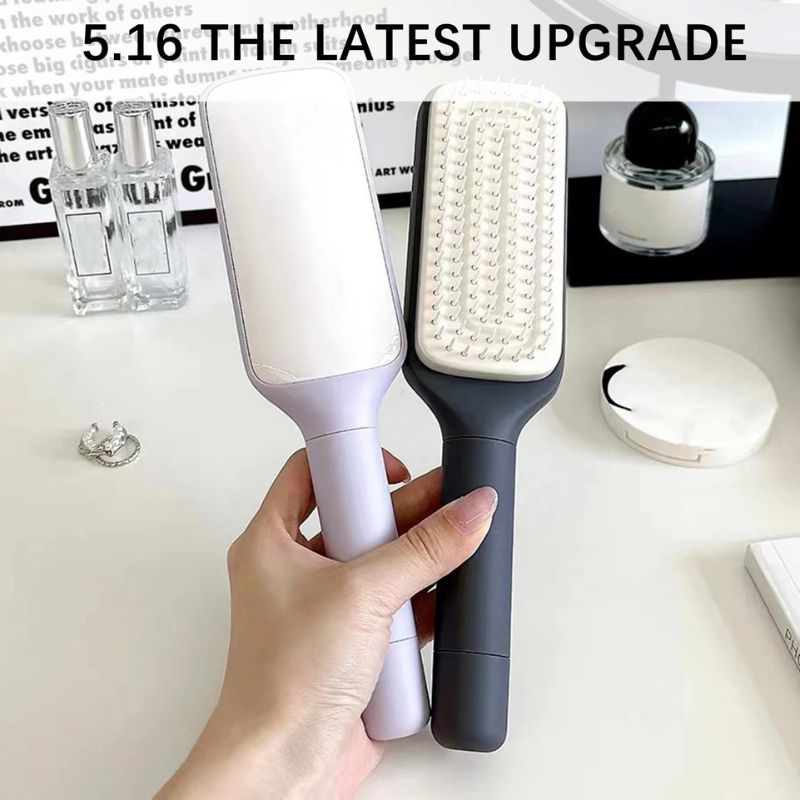Brosse à cheveux de massage du cuir chevelu auto-nettoyante – Peigne à coussin d'air rétractable à une touche – Brosse démêlante antistatique portable pour tous types de cheveux et un coiffage professionnel