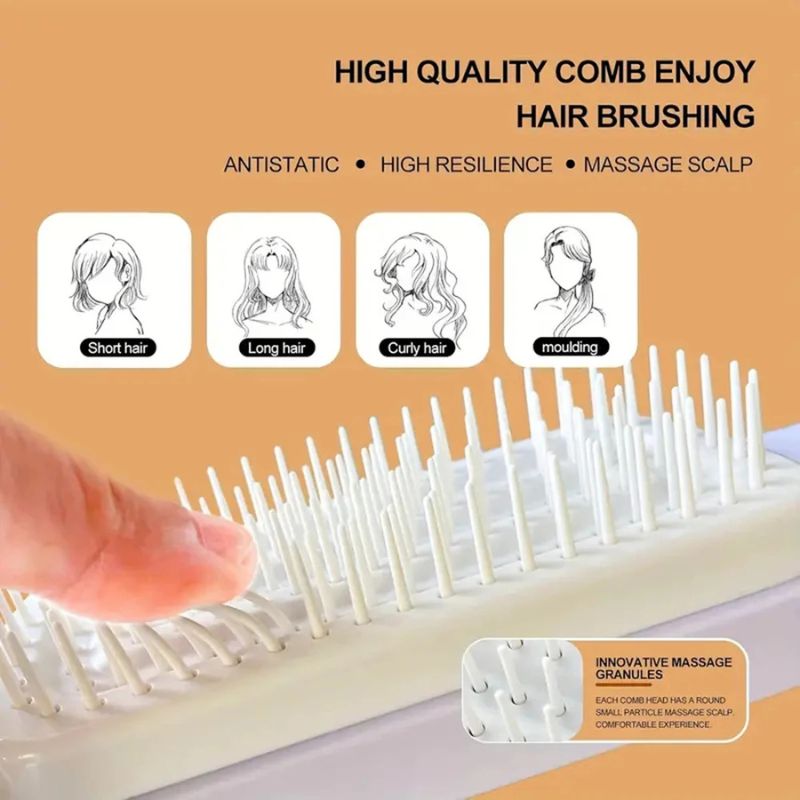 Brosse à cheveux de massage du cuir chevelu auto-nettoyante – Peigne à coussin d'air rétractable à une touche – Brosse démêlante antistatique portable pour tous types de cheveux et un coiffage professionnel