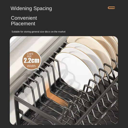 Self-Draining Kitchen Dish Rack – Multifunctional Foldable Bowl & Utensil Storage Organizer – Countertop Space-Saving Drainer for Dishes, Chopsticks & Cutlery