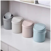 Mini Desktop Trash Can with Press-Top Lid – Small Portable Waste Bin for Bedroom, Office, and Vanity – Sleek Workspace Garbage Tube & Storage Box