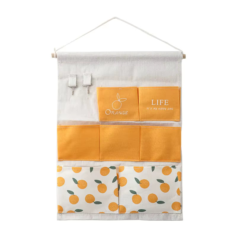 7 Pocket Cotton Hanging Storage Bag – Wall & Door Mounted Fabric Organizer – Bohemian Cloth Pouch for Mobile Phones, Cosmetics, Toys, and Stationery – Closet Space Saver