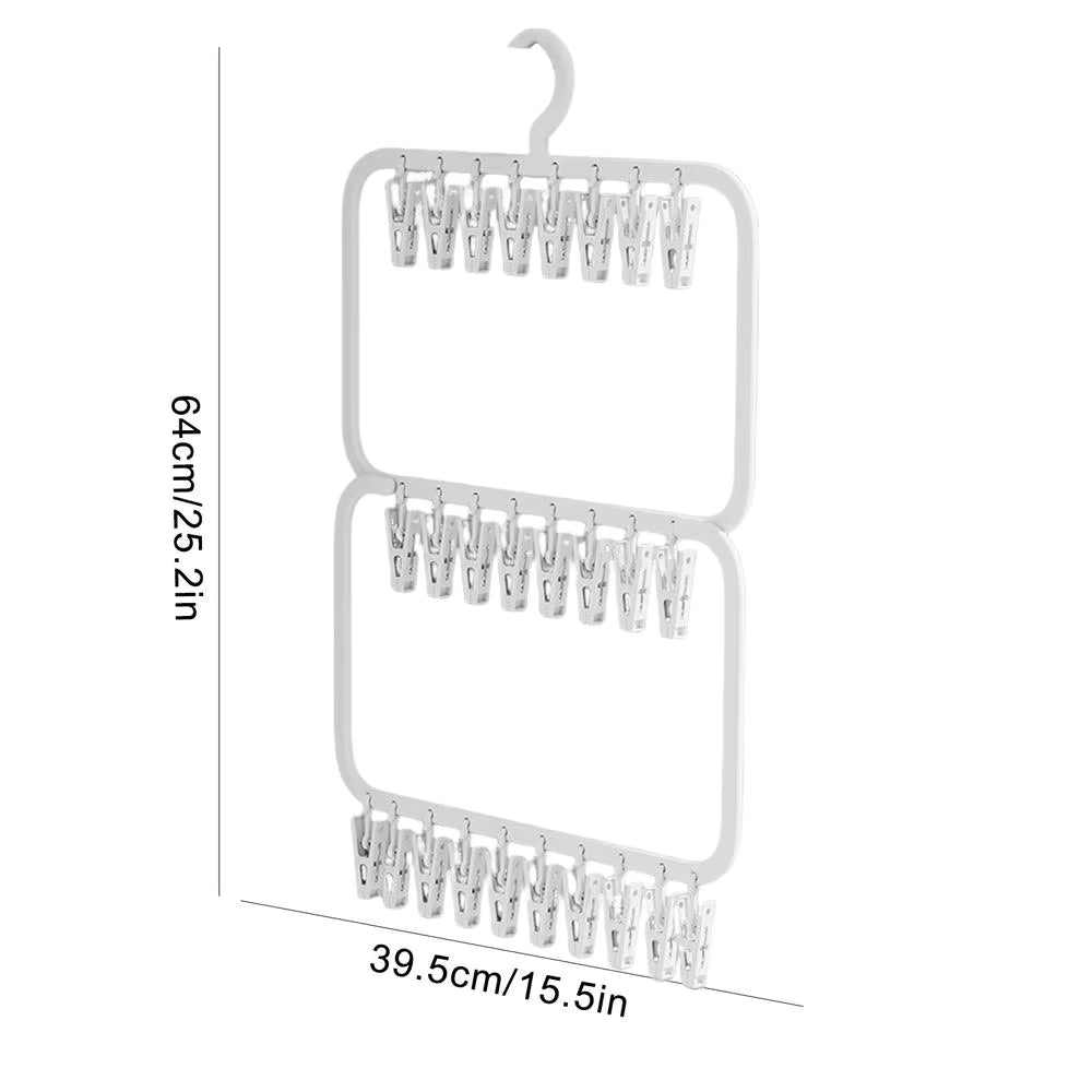 Séchoir multi-pinces pour chaussettes – Étendoir à linge amovible et peu encombrant pour sous-vêtements, serviettes, chaussettes et vêtements de bébé