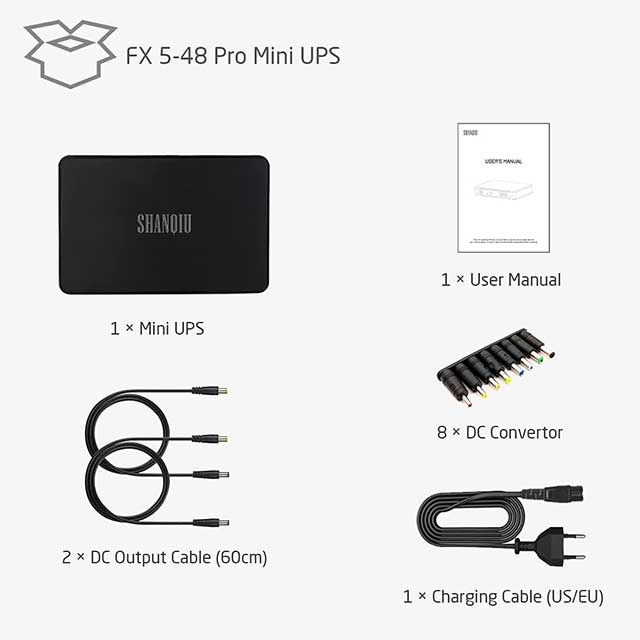 Shanqiu Mini UPS Backup with Gigabit PoE