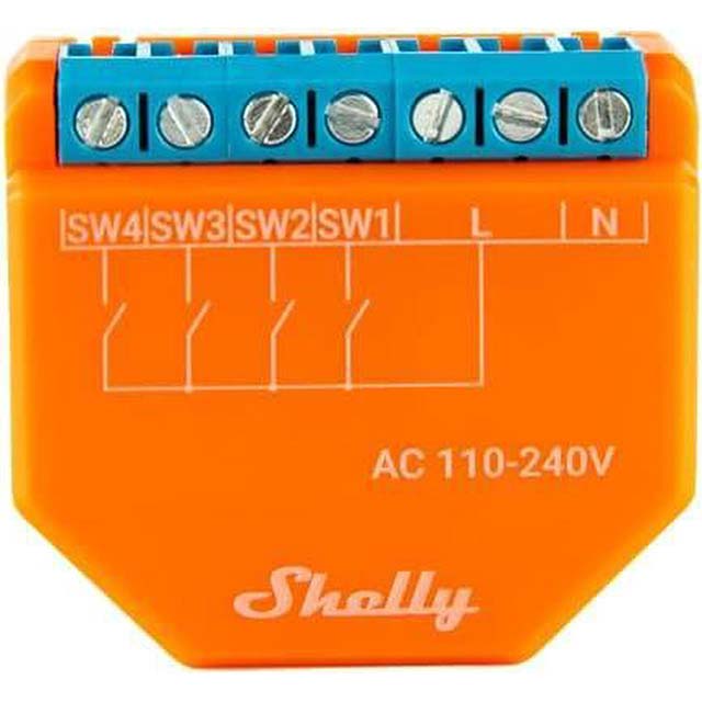 Shelly Plus i4 | WiFi &amp; Bluetooth Smart 4-Digital Inputs Controller for Shelly Relays | Home Automation | Works with Alexa | iOS Android App | No Hub Required | Remote Control | Multi-Click