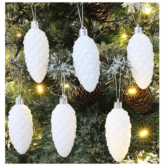 Boules de Noël Christmas Concepts® en forme de pomme de pin (lot de 6, 90 mm) – Ornements de luxe brillants et pailletés