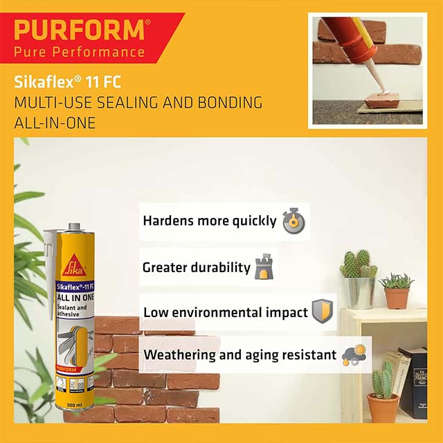 Sika Sikaflex 11FC Purform 300ml – Multipurpose Moisture Curing Elastic Adhesive &amp; Sealant for Interior &amp; Exterior (White)