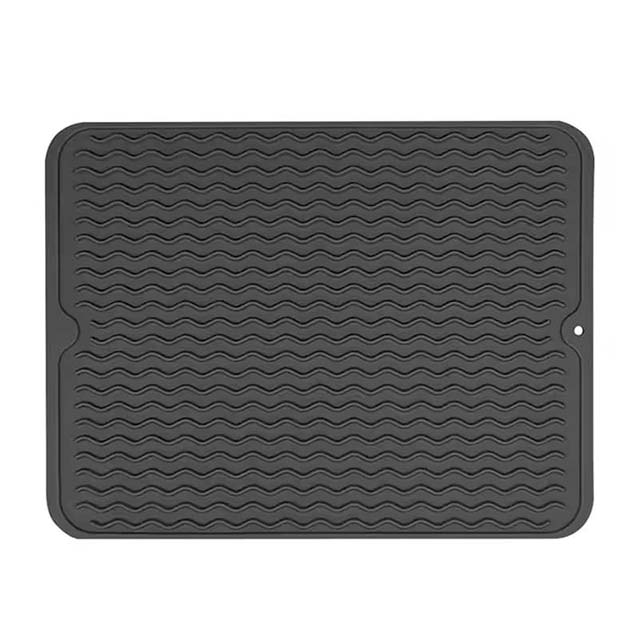 Thick Silicone Dish Drying Mat – Heat-Resistant Trivet, Drip Tray & Non-Slip Pot Holder