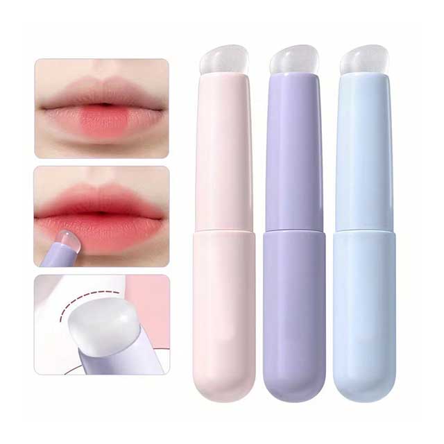 Silicone Lip Brush with Cap – Portable Lipstick & Balm Applicator with ABS Handle for Blending & Smudge Coverage
