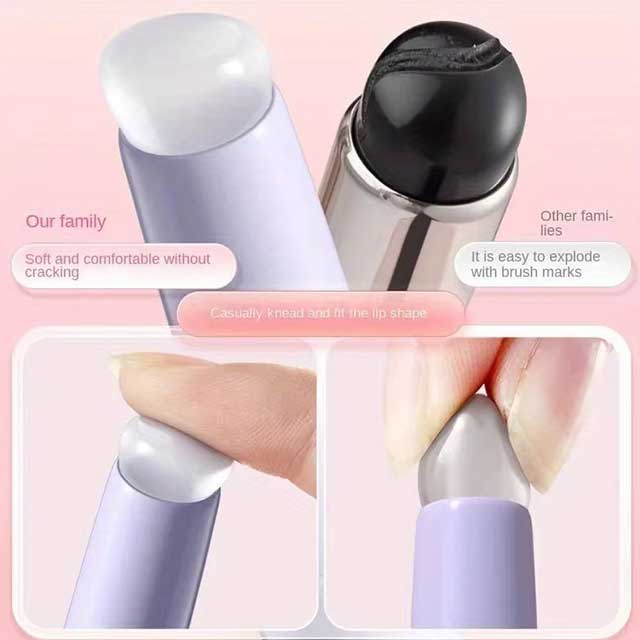 Silicone Lip Brush with Cap – Portable Lipstick & Balm Applicator with ABS Handle for Blending & Smudge Coverage