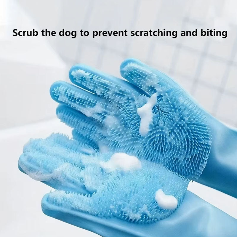 Gants de Toilettage et de Nettoyage en Silicone pour Animaux | Gants 2-en-1 pour le Bain et l'Épilation des Chiens et des Chats
