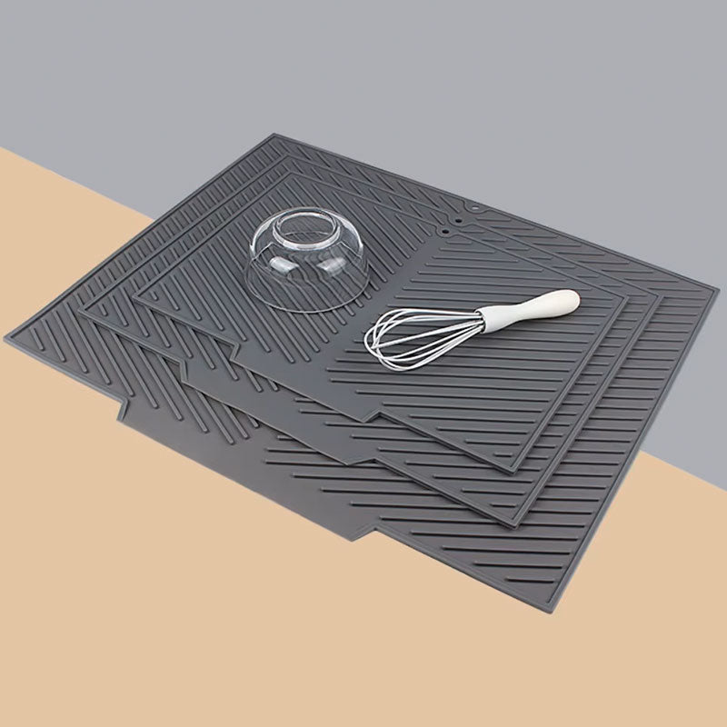 Tapis de séchage en silicone ondulé 30*40CM – Tapis d'égouttage antidérapant résistant à la chaleur pour comptoir et napperon de table de cuisine pliable