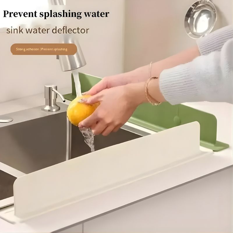 Silicone Sink Splash Guard with Strong Suction Cups – Waterproof Water Baffle Board – Flexible Anti-Splash Protector for Kitchen Islands, Sinks, and Bathroom Vanities