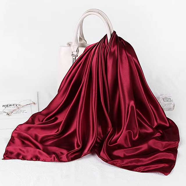 90×90cm Silk Satin Square Scarf for Women – Plain Hijab, Headwrap, Shawl & Handkerchief