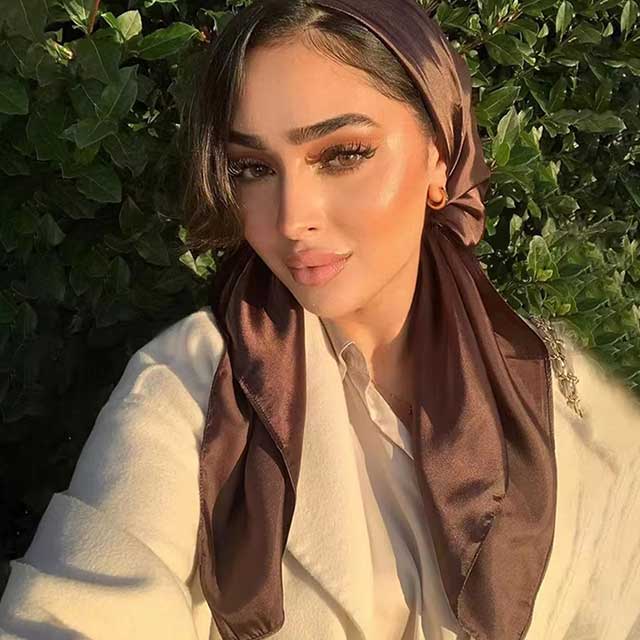 90×90cm Silk Satin Square Scarf for Women – Plain Hijab, Headwrap, Shawl & Handkerchief