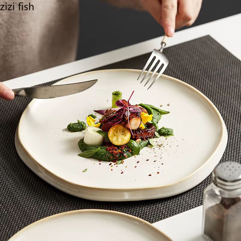 Simple Ceramic Round Dinner Plates – Solid Color Minimalist Pasta & Steak Dishes – Creative Dessert & Snack Trays for Home & Restaurant (6"/8"/10")