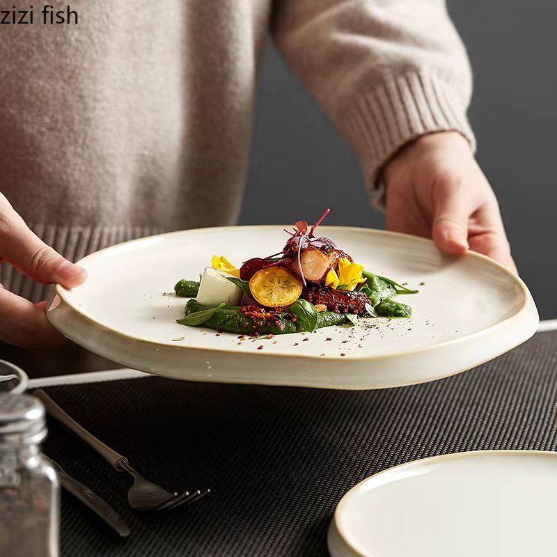 Assiettes plates rondes en céramique simples – Assiettes à pâtes et à steaks minimalistes de couleur unie – Plateaux créatifs pour desserts et collations pour la maison et le restaurant (15/20/25 cm)