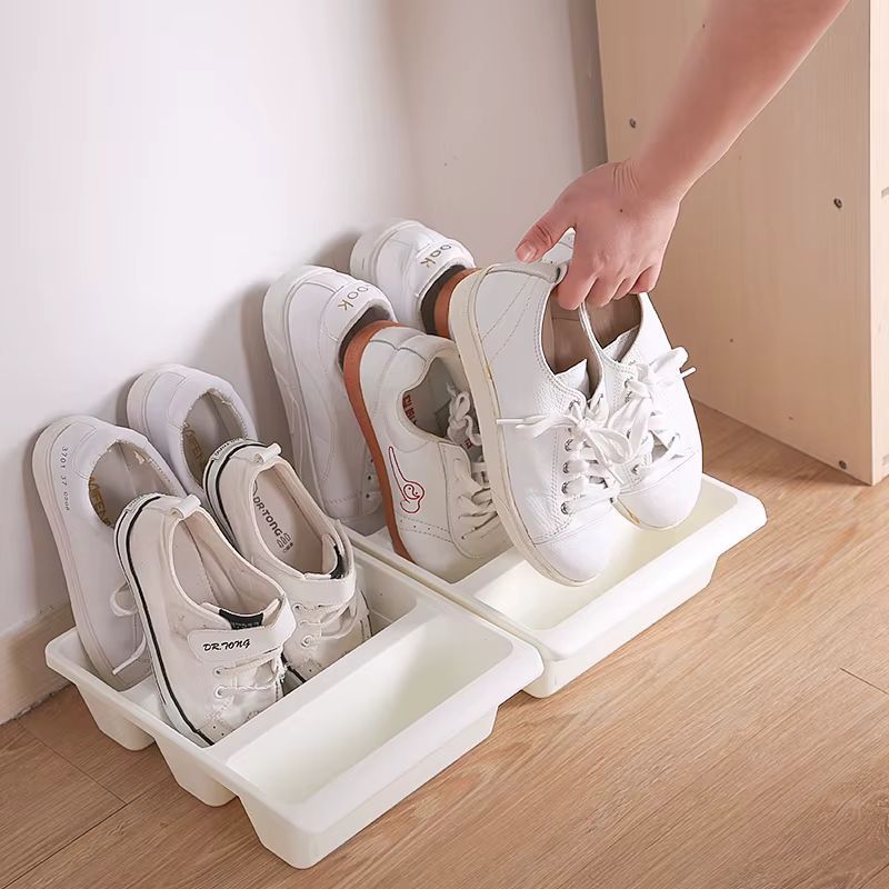 Simple Nordic Vertical Slipper Rack – Modern Space-Saving Shoe Organizer for Home & Entryway (White/Gray)