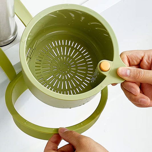 2-in-1 Sink Drain Basket & Faucet Hanging Filter | Adjustable Sponge Rack & Waste Collector | Automatic Dumping Kitchen Sink Organizer