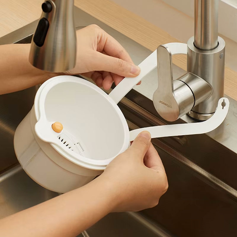 2-in-1 Sink Drain Basket & Faucet Hanging Filter | Adjustable Sponge Rack & Waste Collector | Automatic Dumping Kitchen Sink Organizer