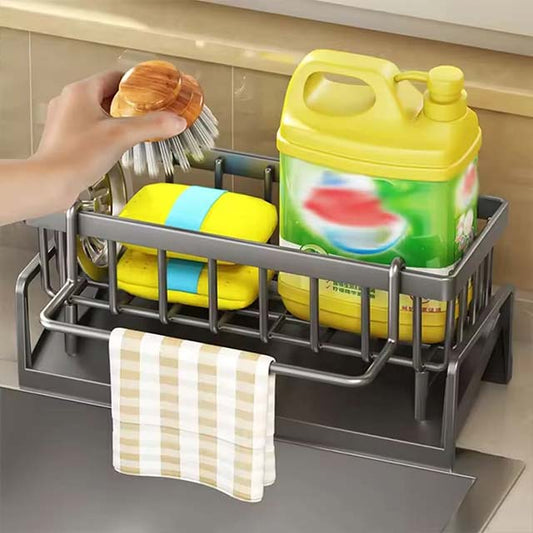 Stainless Steel Sink Drain Rack – Faucet Storage Organizer for Sponge, Soap & Towel Drying