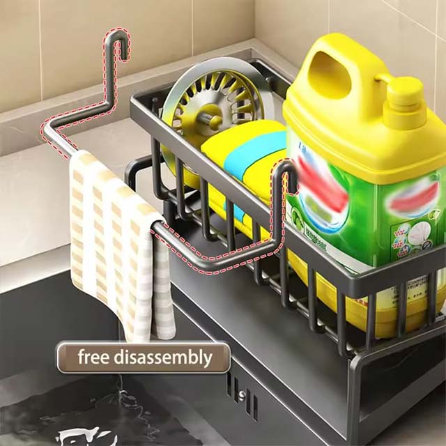 Stainless Steel Sink Drain Rack – Faucet Storage Organizer for Sponge, Soap & Towel Drying