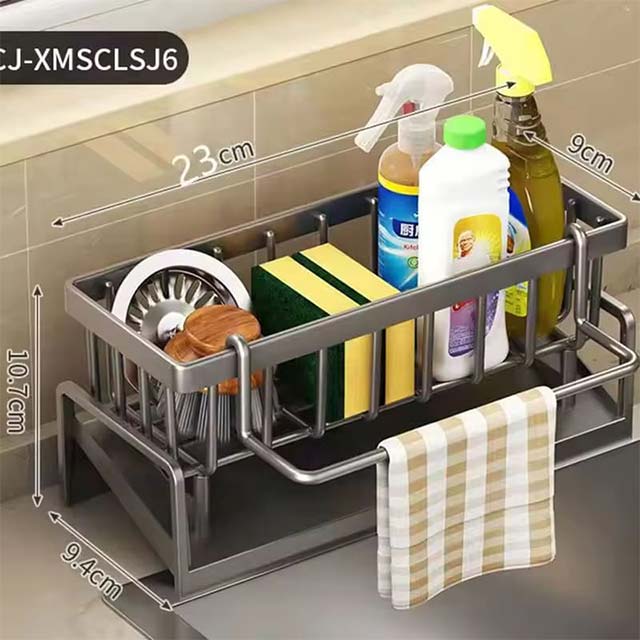 Stainless Steel Sink Drain Rack – Faucet Storage Organizer for Sponge, Soap & Towel Drying