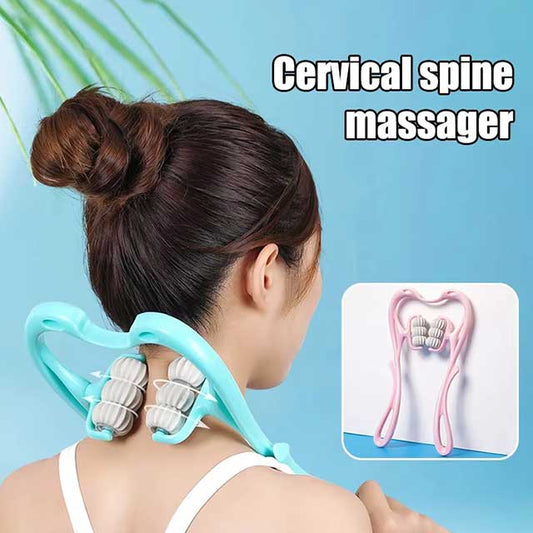 Six-Wheel Manual Cervical Massager – Neck, Back & Waist Roller for Muscle Tension Relief & Relaxation