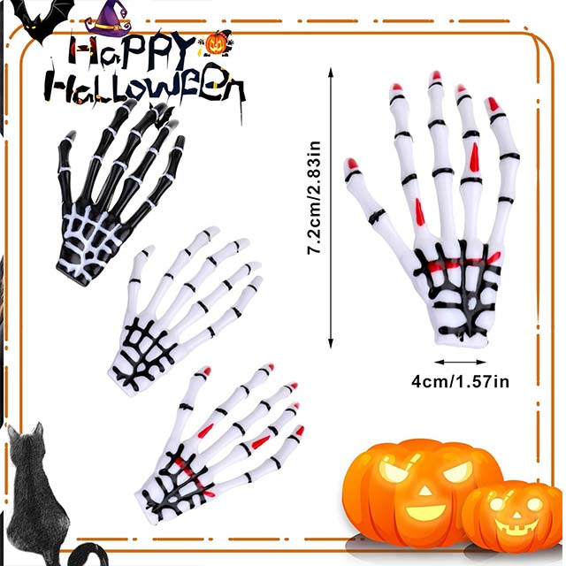 Skeleton Hands Bone Hair Clips – 6Pcs Punk Rock Devil Claw &amp; Zombie Bone Alligator Barrettes for Women &amp; Girls – Must-Have Halloween Party Accessories