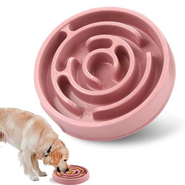 Slow Feeder Dog Bowl – Anti-Choking Puzzle Bowl for Dry, Wet & Raw Food | Maze Design to Slow Down Eating & Prevent Overeating | Puppy Training Dish for Small & Medium Dogs, Cats & Pets
