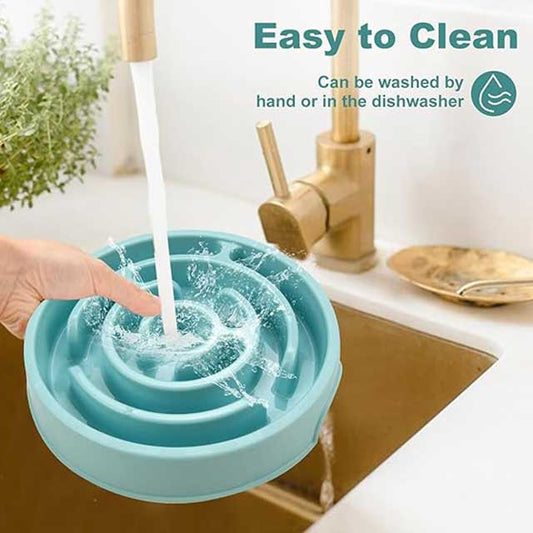 Slow Feeder Dog Bowl – Anti-Choking Puzzle Bowl for Dry, Wet & Raw Food | Maze Design to Slow Down Eating & Prevent Overeating | Puppy Training Dish for Small & Medium Dogs, Cats & Pets