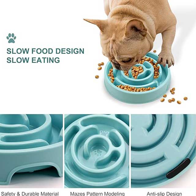 Slow Feeder Dog Bowl – Anti-Choking Puzzle Bowl for Dry, Wet & Raw Food | Maze Design to Slow Down Eating & Prevent Overeating | Puppy Training Dish for Small & Medium Dogs, Cats & Pets