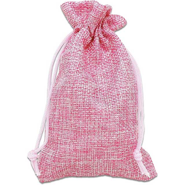 Small Hot Pink Natural Burlap Gift Bags