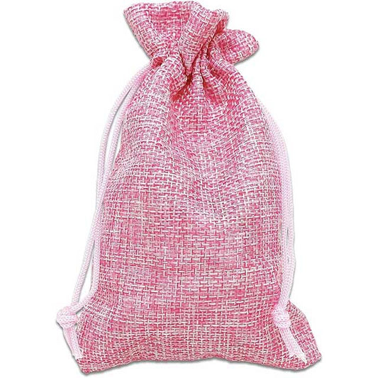Small Hot Pink Natural Burlap Gift Bags