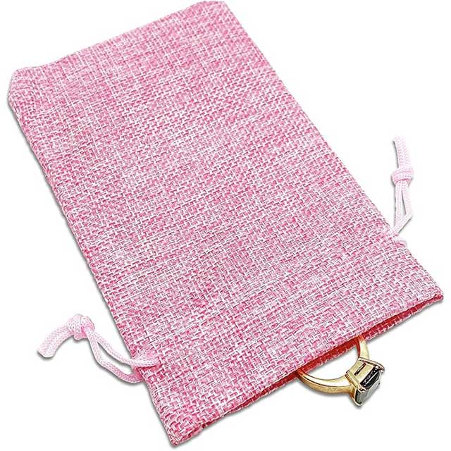 Small Hot Pink Natural Burlap Gift Bags