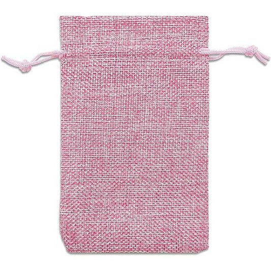Small Hot Pink Natural Burlap Gift Bags