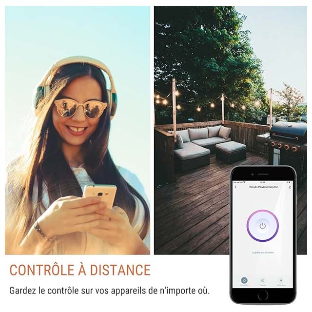 Konyks Pluviose Easy EU: Smart Outdoor WiFi & Bluetooth Socket | IP55, 16A, 3680W | Energy Monitoring | Alexa & Google Home Compatible