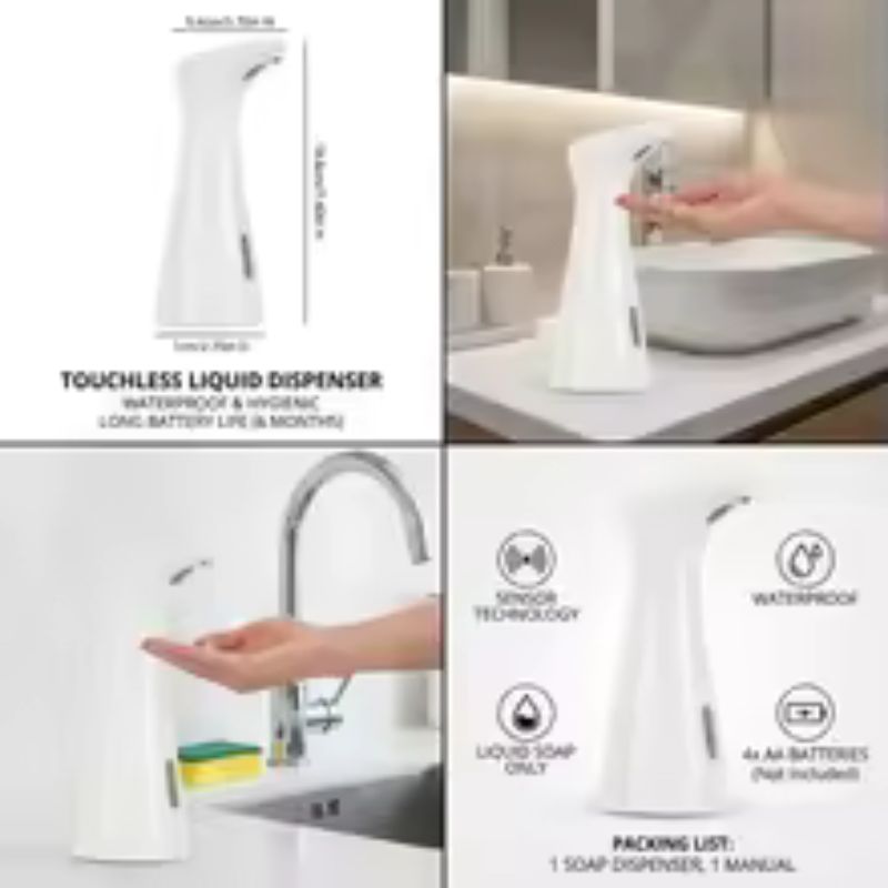 Smart Automatic Sensor Hand Soap Dispenser – High-Quality White ABS Waterproof Shell – Touchless Infrared Hand Washing Device for Bathroom & Kitchen
