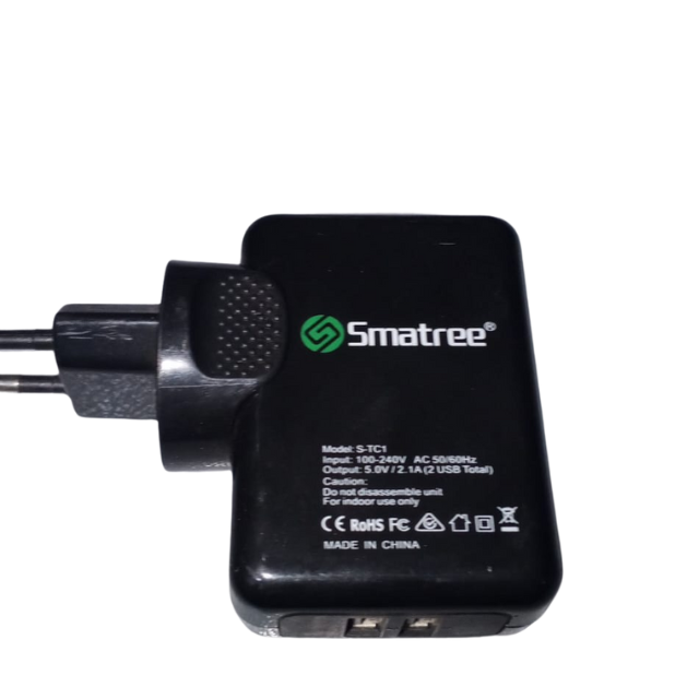 Smatree Dual USB Wall & Car Charger – EU Plug AC Adapter with DC Car Charging Port