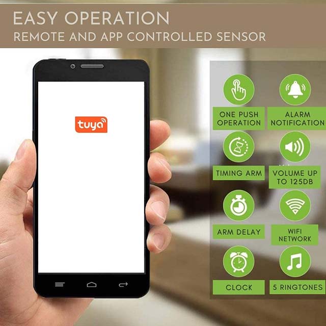Smiledrive Smart Motion Sensor Alarm - WiFi Movement Detector with PIR Security, Compatible with iOS &amp; Android Devices