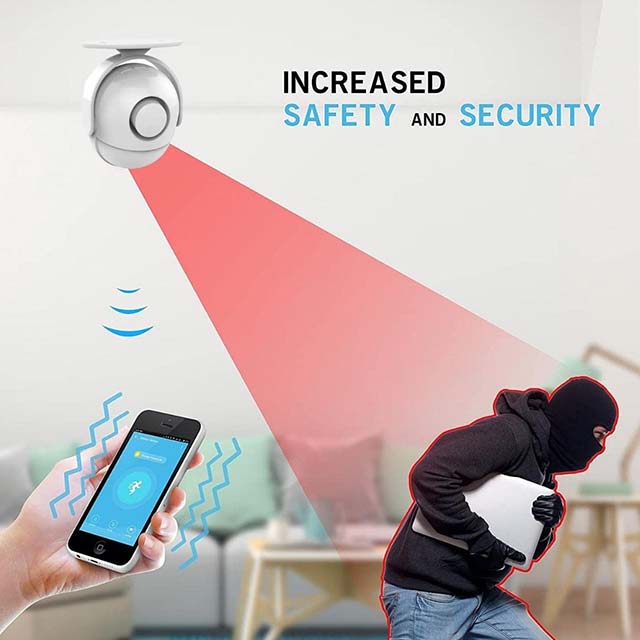 Smiledrive Smart Motion Sensor Alarm - WiFi Movement Detector with PIR Security, Compatible with iOS &amp; Android Devices