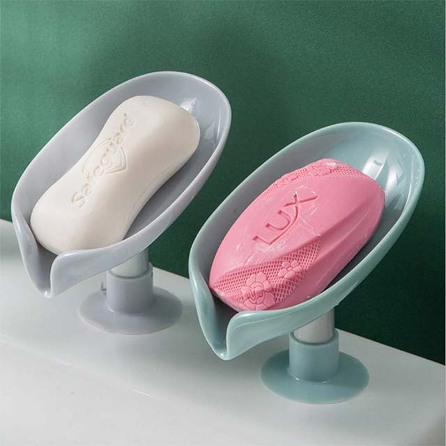 Soap Dish with Drain – Punch-Free Self-Draining Plastic Soap Holder Tray for Bathroom, Kitchen Sink, or Bathtub – Bar Soap & Sponge Saver
