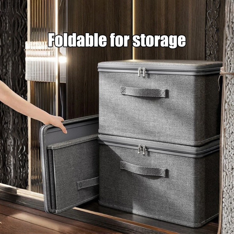 Boîte de rangement souple en tissu avec serrure de sécurité et fermeture éclair – Organiseur de vêtements pliable avec poignées renforcées – Bac de rangement portable pour couvertures, literie et vêtements saisonniers – Grande à très grande capacité