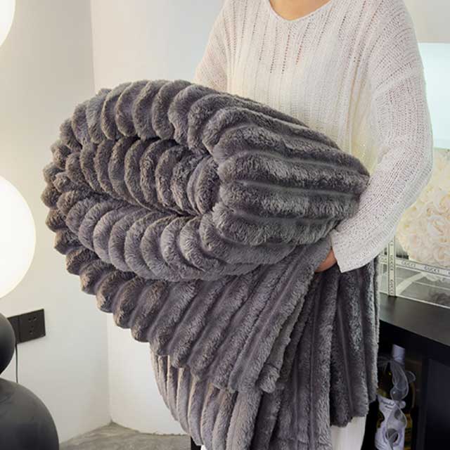 Solid Color Thickened Striped Blanket – Multi-Use Bed Sheet Cover, Nap Blanket & Pet Throw