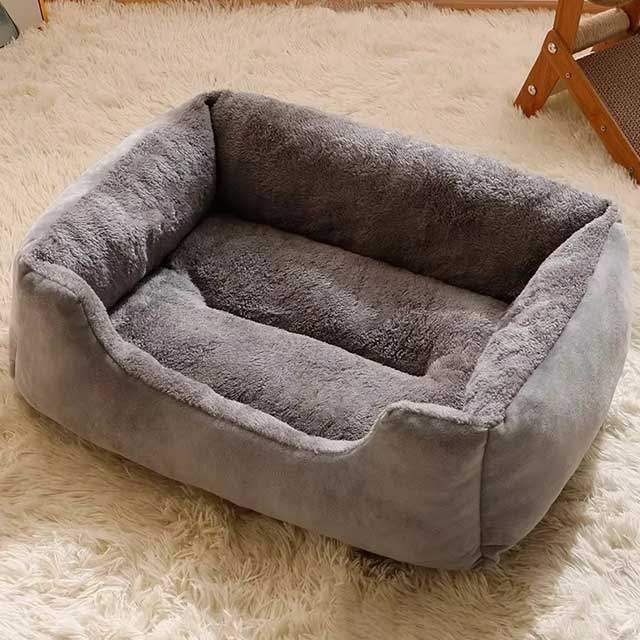 Square Plush Pet Kennel – Warm Winter Sofa Bed for Small Dogs & Cats, Soft Kitten Cushion, Cozy Pet Sleeping House & Accessories